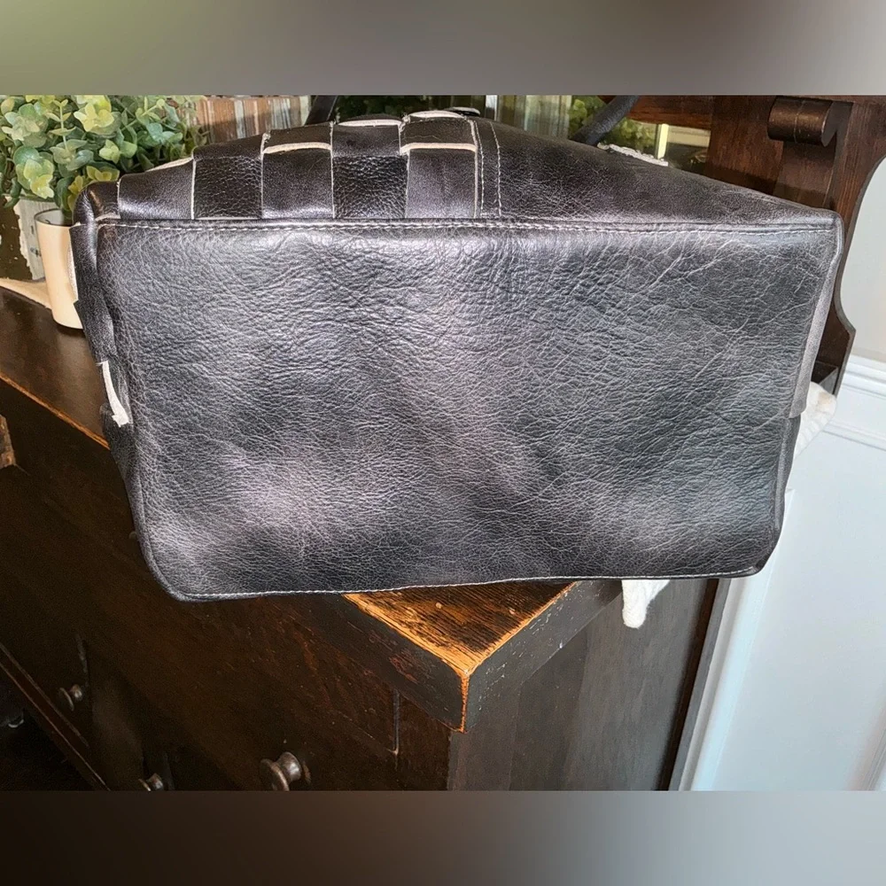 NWT Bed Stu Leather Rachel Shoulder Crossbody Bag Tote Black Rustic Retail $345